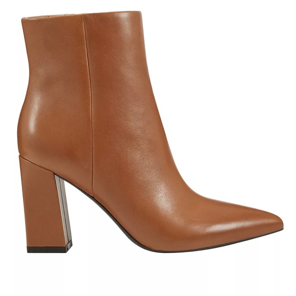 Marc Fisher Gritana Tapered Block Heel Dress Booties. Dark Natural Leather. - Picture 2 of 6
